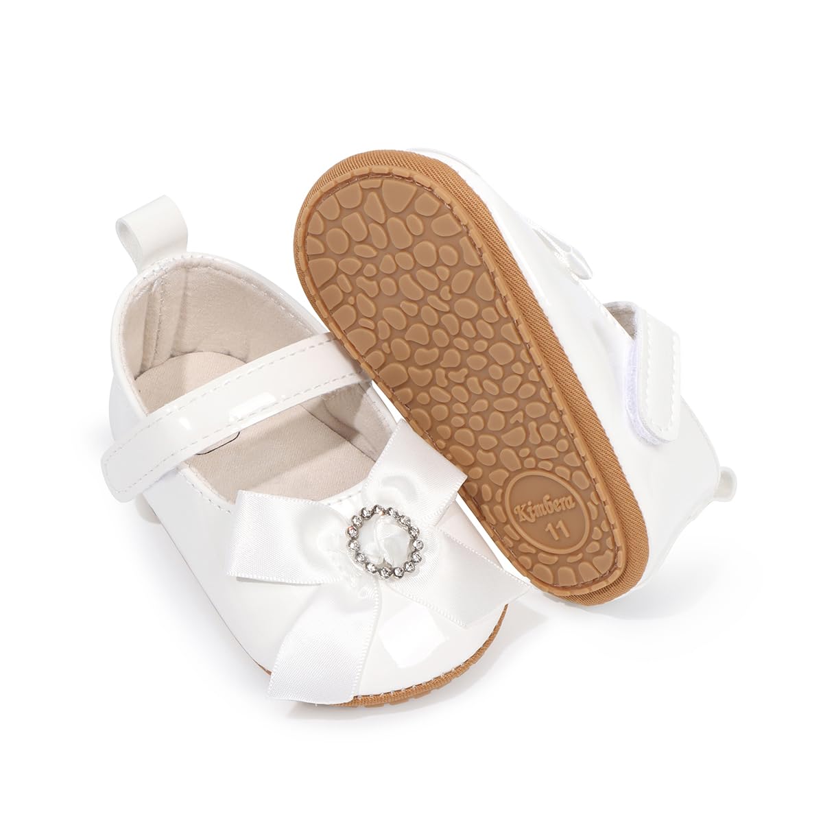 HsdsBebe Infant Baby Girls Mary Jane Flats Bow Non-Slip Soft Sole Princess Toddler First Walkers Sneaker Wedding Dress Shoes