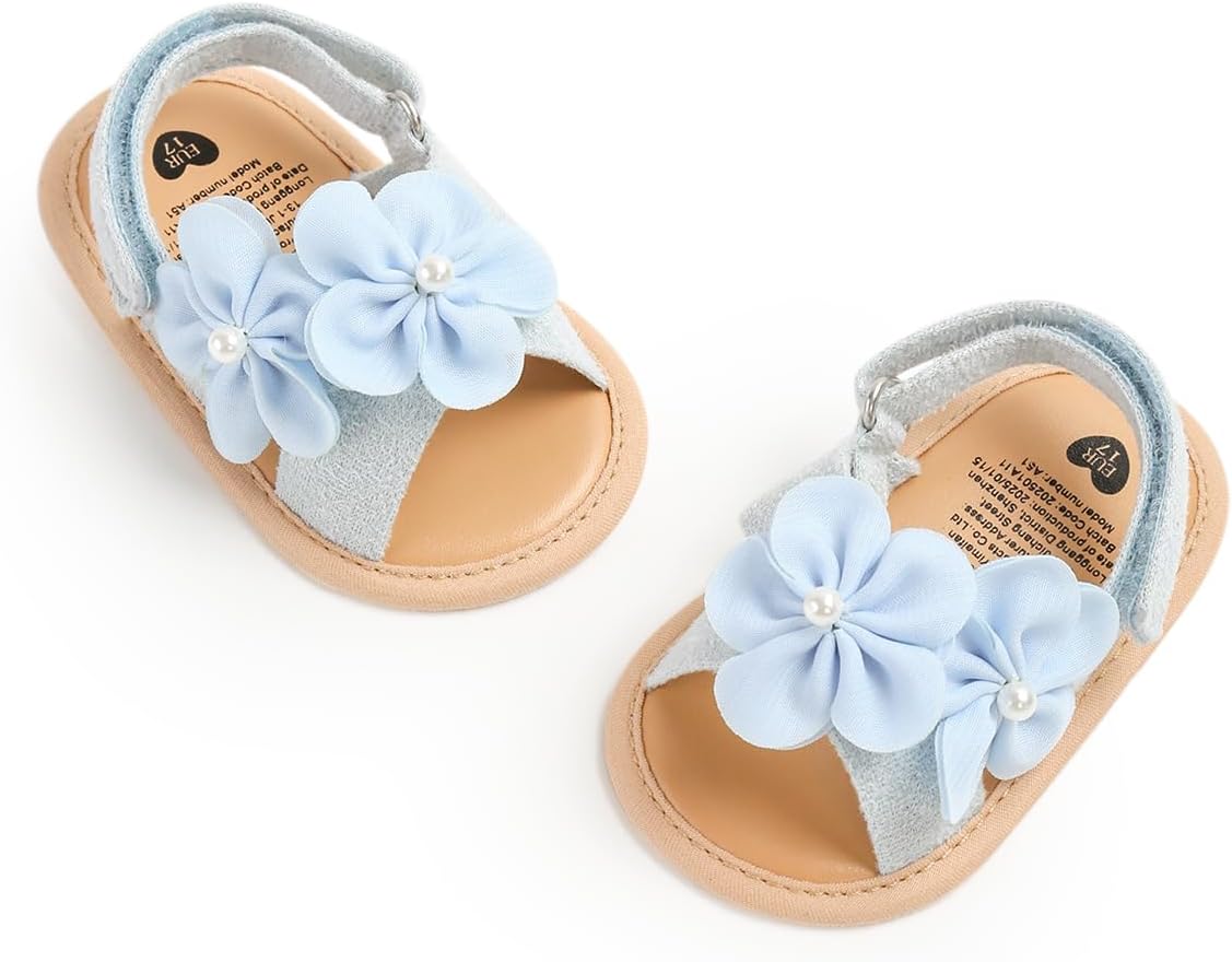 LAFEGEN Infant Baby Girls Summer Sandals Newborn Toddler First Walker Crib Dress Shoes (0-18Months)