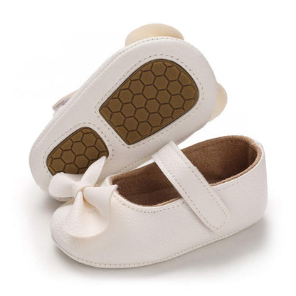 E-FAK Baby Girls Shoes Mary Jane Flats Shoes Anti-Slip Soft Rubber Sole Toddler First Walkers Princess Dress Shoes