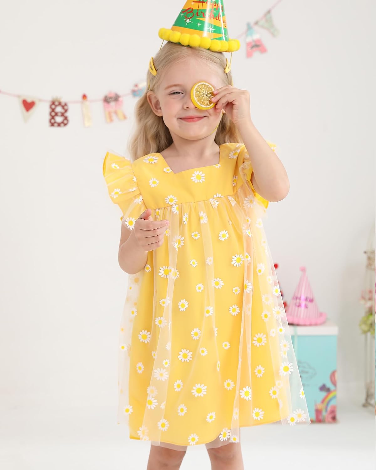 Kucnuzki Baby Girl Clothes Toddler Girls Summer Fairy Tulle Dress Ruffle Fly Sleeve Casual Sundress Cute Outfit for Kids