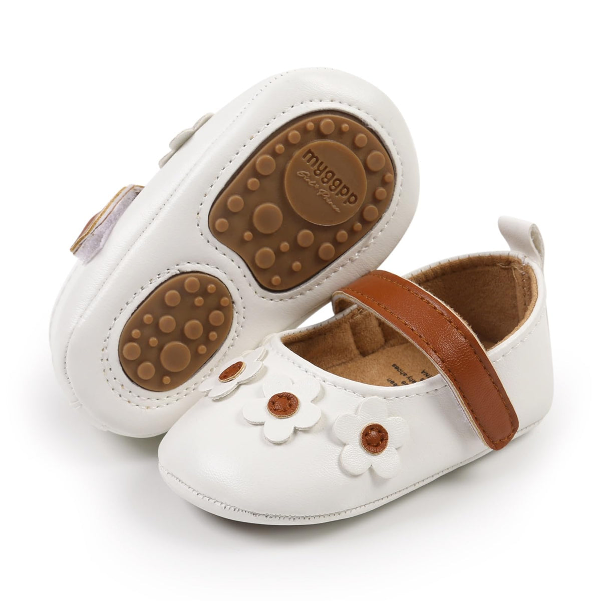 Baby Girls Mary Jane Flats Shoes with Non-Slip Soft Sole Toddler First Walkers Newborn Princess Dress Shoes