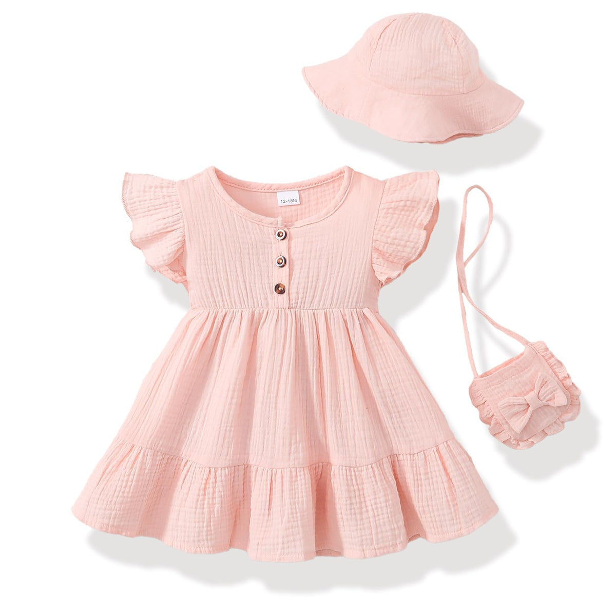 Toddler Girl Summer 3 Piece Ruffle Dress Set A-Line Sundress