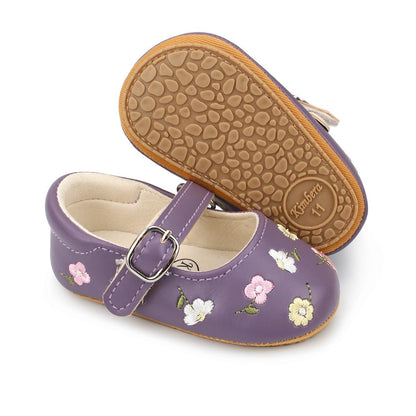 Baby Mary Jane Flats for Girls with Bowknot Cotton Anti Skid Sole Infant First Walker Princess Dress Crib Wedding Shoes