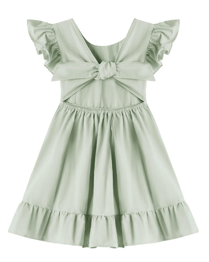 Toddler Girls Swing Backless Ruffle Hem Dress