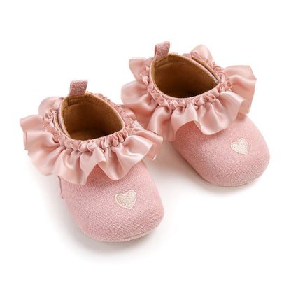 Baby Girls Mary Jane Flats with Bowknot Floral Princess Wedding Dress Shoes Soft Newborn Infant Crib First Walkers Prewalker