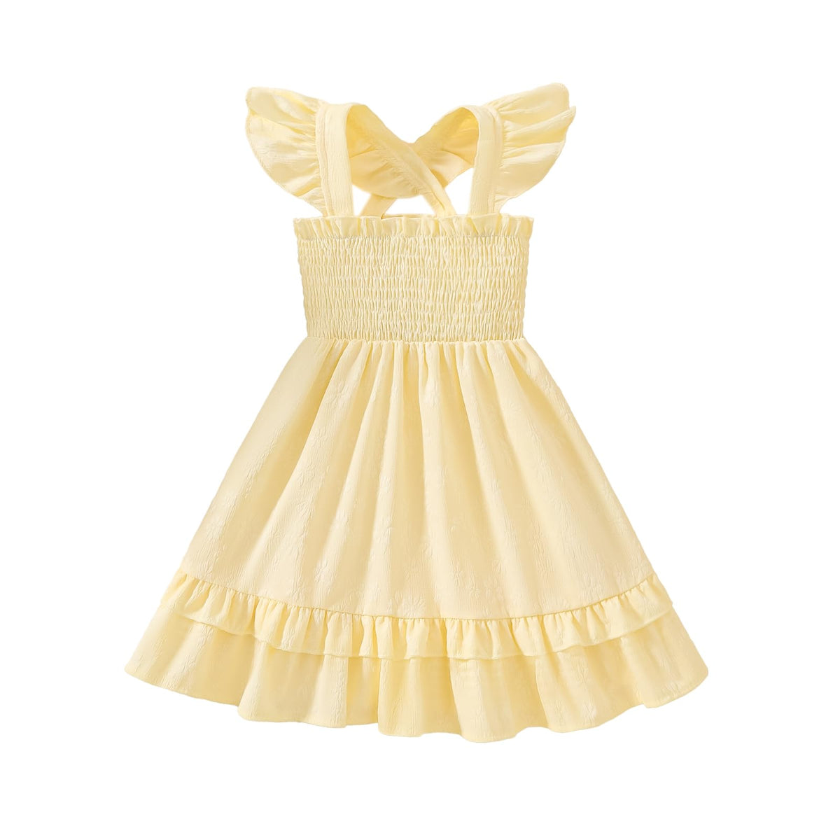 Noubeau Toddler Girl Dress Summer Smocked Boho Sleeveless Ruffle Dresses for Toddler Dress Casual Beach Sundress