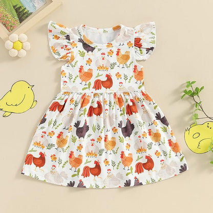 Toddler Baby Girls' Dresses Kid Little Girls Summer Outfit Casual Cartoon Round Neck A-Line Beach Dresses