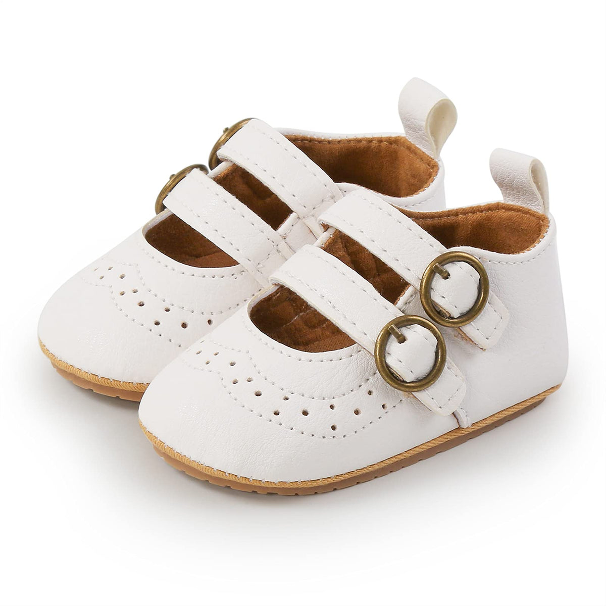 Baby Girls Mary Jane Flats Shoes with Non-Slip Soft Sole Toddler First Walkers Newborn Princess Dress Shoes