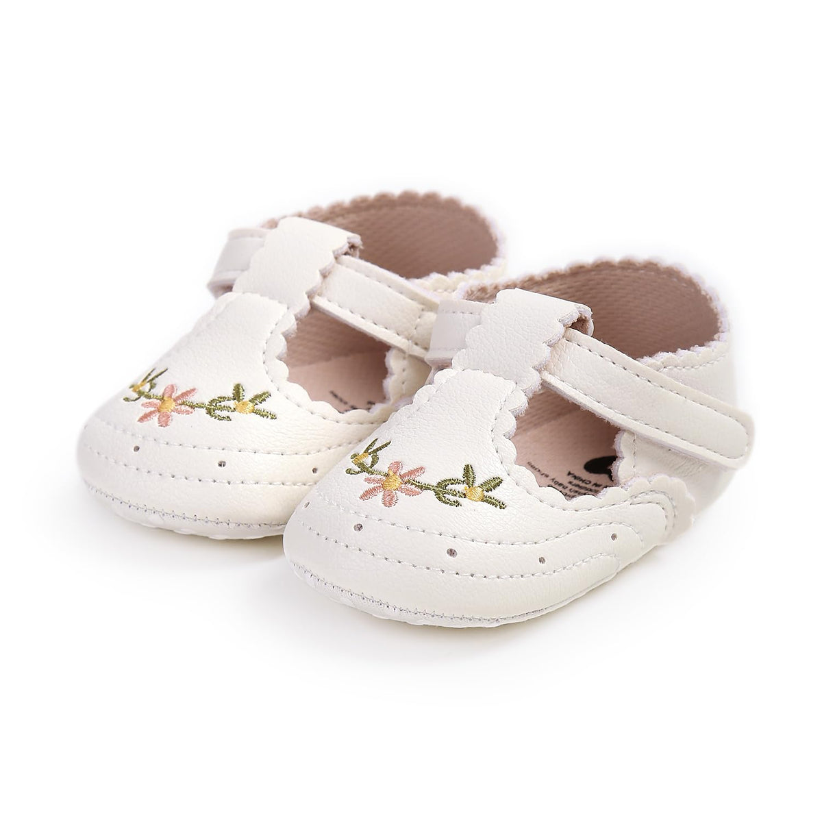 Baby Girls Mary Jane Flats Shoes with Non-Slip Soft Sole Toddler First Walkers Newborn Princess Dress Shoes