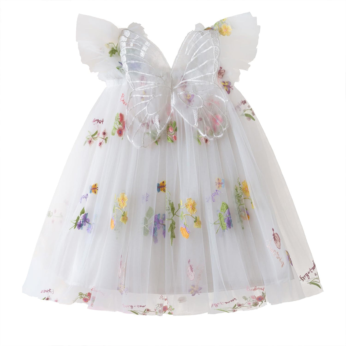 NNJXD Baby Girl Tulle Dress Casual Flower Embroidery Toddler Dresses