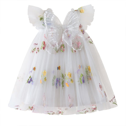 NNJXD Baby Girl Tulle Dress Casual Flower Embroidery Toddler Dresses