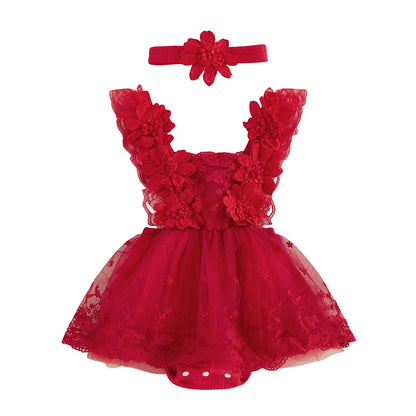 Mtsebmves Newborn Baby Girl Romper Dress Infant Lace Floral Bow Tulle Dress Toddler Girls Photography Outfits