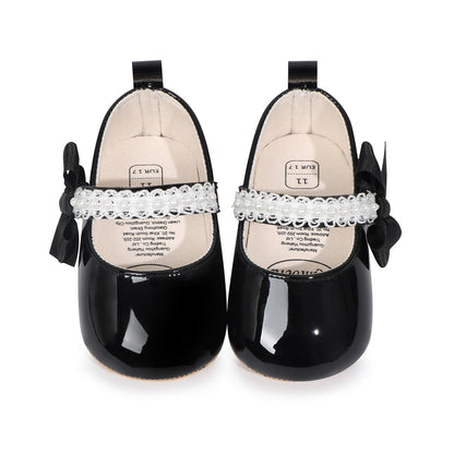 HsdsBebe Infant Baby Girls Mary Jane Flats Bow Non-Slip Soft Sole Princess Toddler First Walkers Sneaker Wedding Dress Shoes