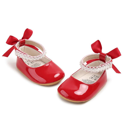 HsdsBebe Baby Girls Mary Jane Flats - Infant Newborn Walking Sneakers Soft Rubber Sole Princess Wedding Shoes