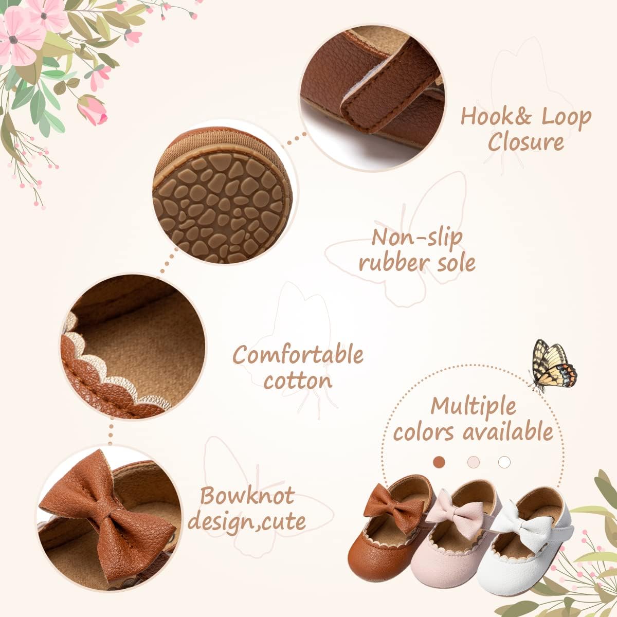 HsdsBebe Infant Baby Girls Mary Jane Flats Bow Non-Slip Soft Sole Princess Toddler First Walkers Sneaker Wedding Dress Shoes
