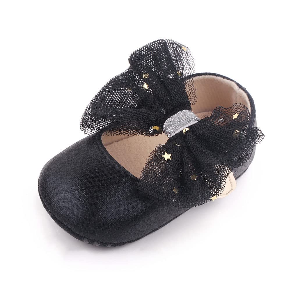 Infant Baby Girls Princess Wedding Dress Mary Jane Flats,Toddler Soft Sole Prewalker Sparkly Lightweight Shoes