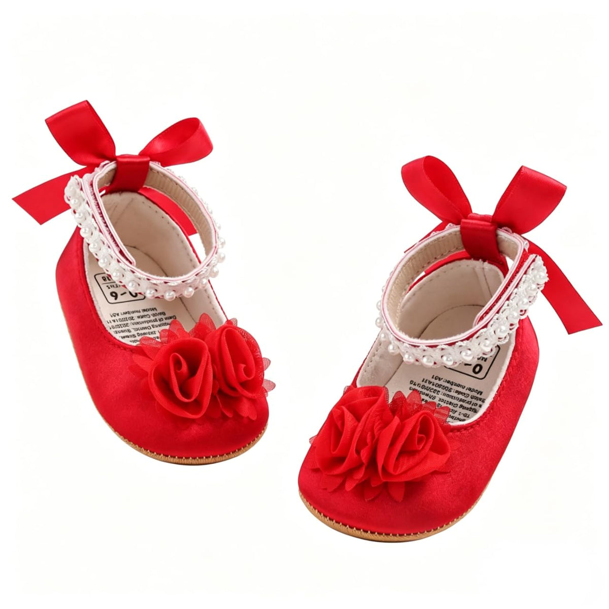 HsdsBebe Baby Girls Mary Jane Flats - Infant Newborn Walking Sneakers Soft Rubber Sole Princess Wedding Shoes