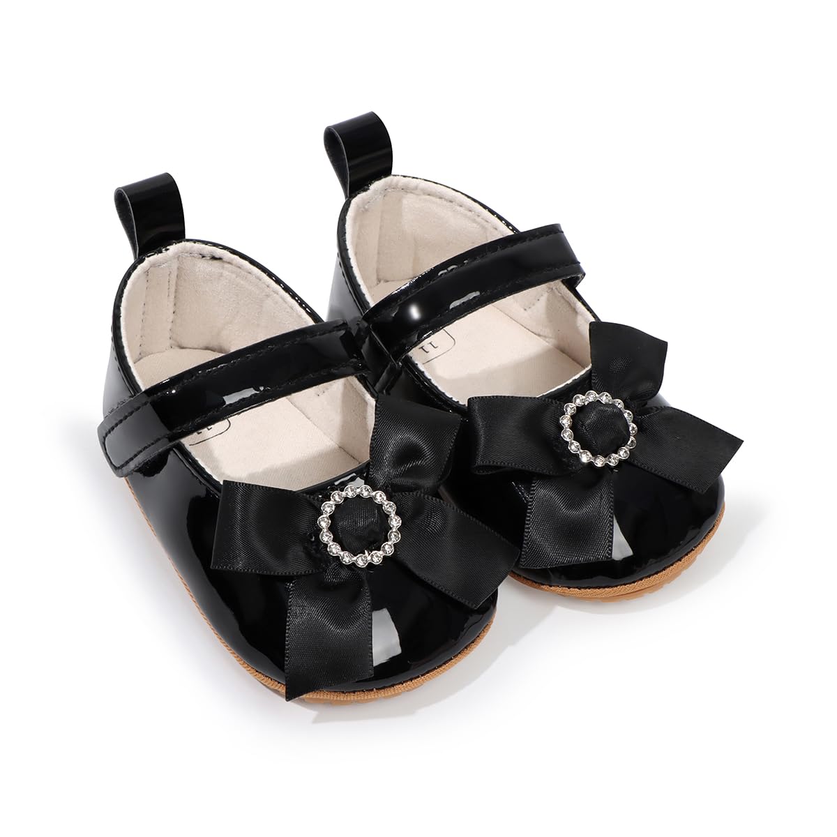 Baby Mary Jane Flats for Girls with Bowknot Cotton Anti Skid Sole Infant First Walker Princess Dress Crib Wedding Shoes