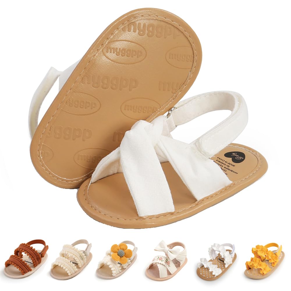 Ohwawadi Baby Boys Girls Sandals Soft Sole Summer Infant Wedding Dress Flat Shoes Beach Sandal Newborn Crib Shoes First Walkers