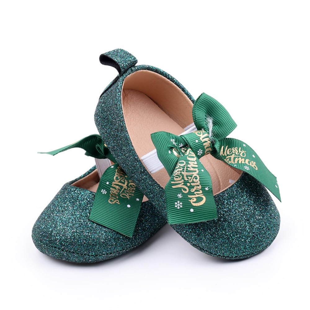 Infant Baby Girls Princess Wedding Dress Mary Jane Flats,Toddler Soft Sole Prewalker Sparkly Lightweight Shoes