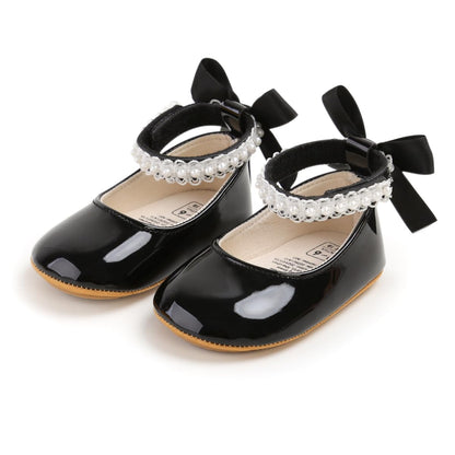 HsdsBebe Baby Girls Mary Jane Flats - Infant Newborn Walking Sneakers Soft Rubber Sole Princess Wedding Shoes