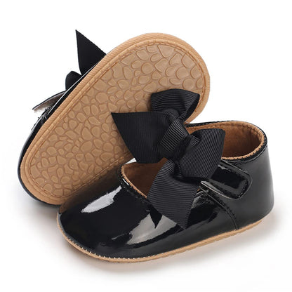 E-FAK Baby Girls Shoes Mary Jane Flats Shoes Anti-Slip Soft Rubber Sole Toddler First Walkers Princess Dress Shoes