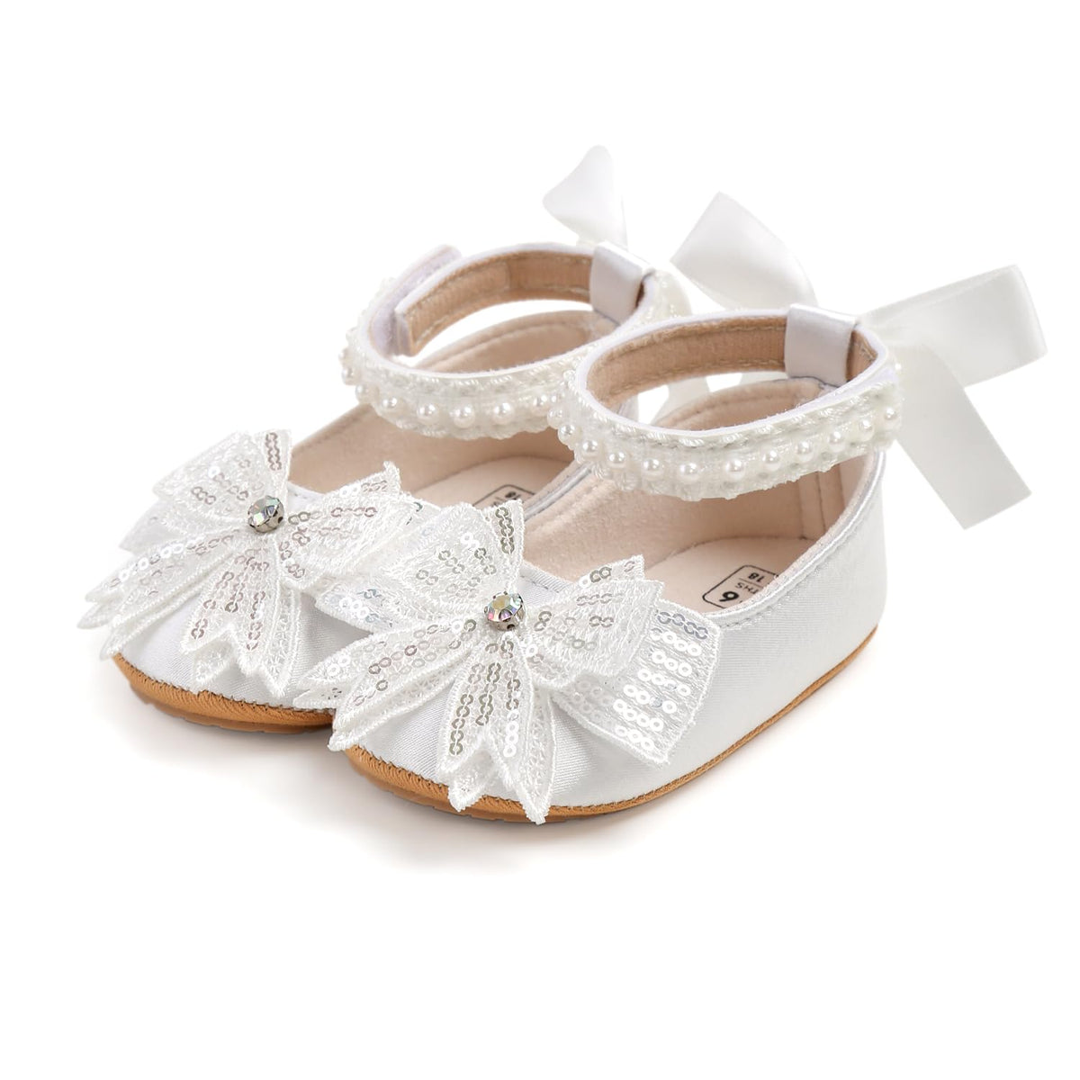 Baby Girls Mary Jane Flats Wedding Uniform Dress Shoes Soft Anti-Slip Sole Infant Newborn Crib First Walkers Prewalker Shoe
