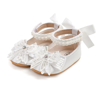 Baby Girls Mary Jane Flats Wedding Uniform Dress Shoes Soft Anti-Slip Sole Infant Newborn Crib First Walkers Prewalker Shoe