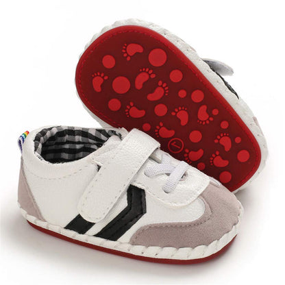HsdsBebe Baby Boys Girls Pu Leather Hard Bottom Walking Sneakers Toddler Rubber Sole First Walkers Infant Cartoon Slippers Crib Shoes