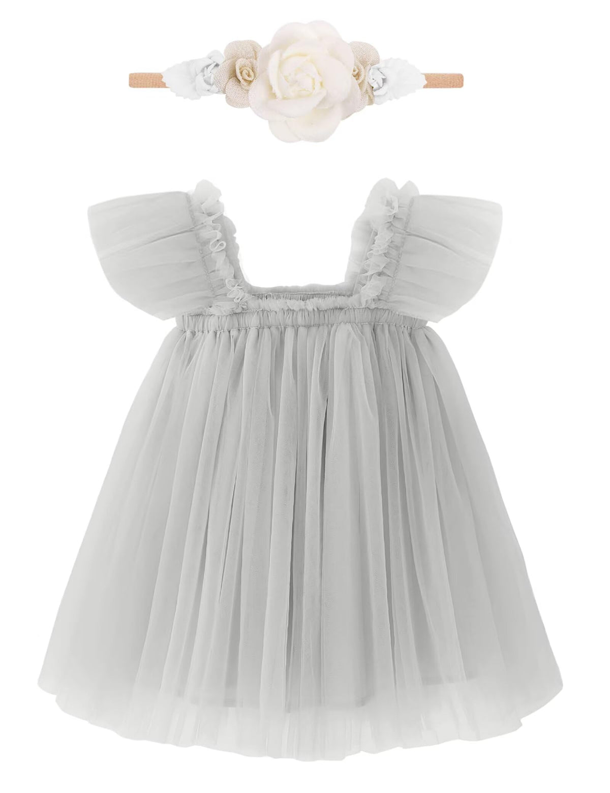 Baby Girl First Birthday Outfit Cake Smash 1st Birthday Dress with Flower Headband