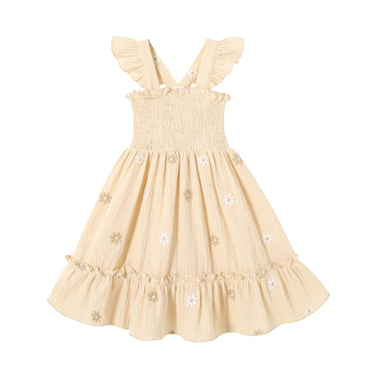 Toddler Baby Girls Dress Floral Embroidered Boho Sleeveless Beach Butterfly Sundress