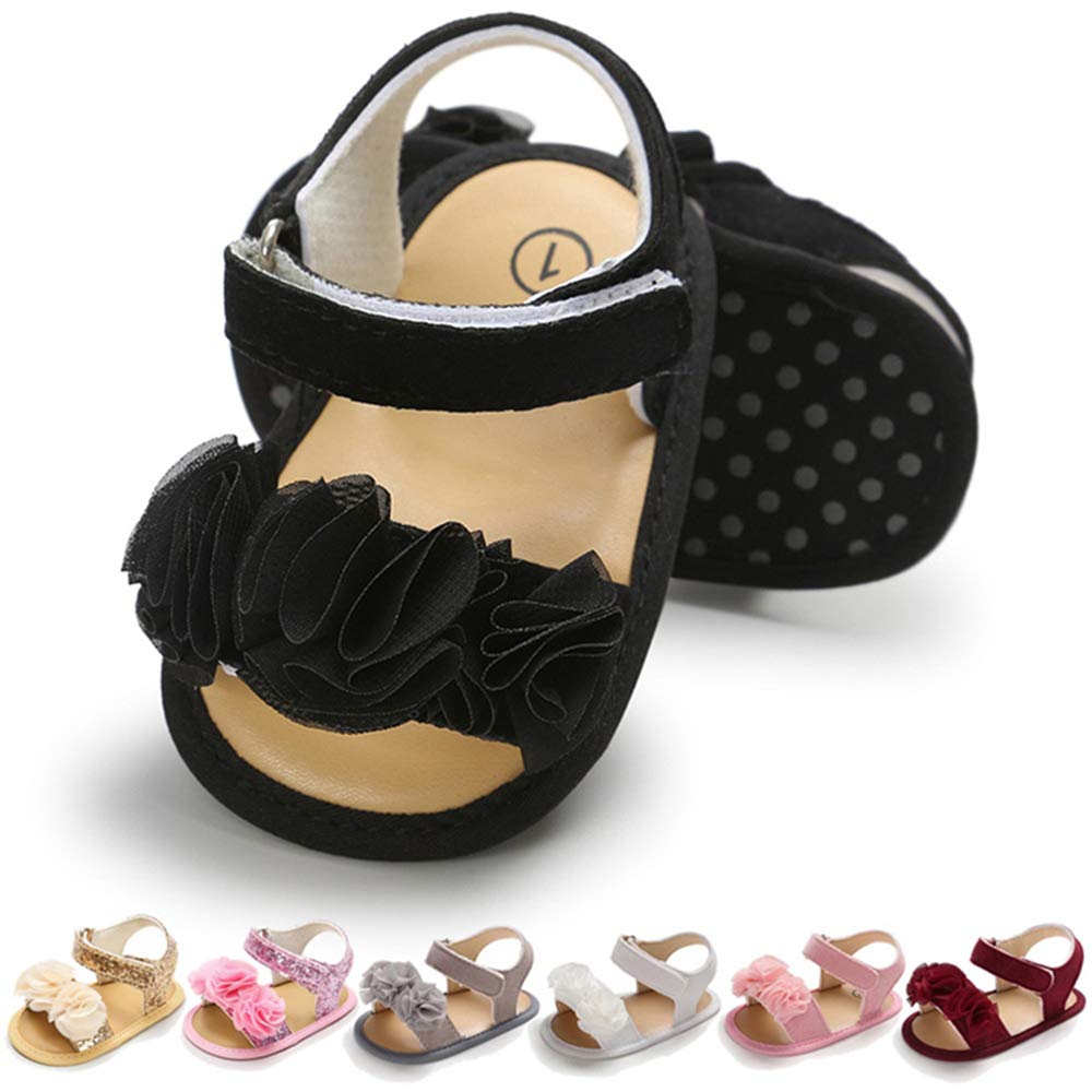 LAFEGEN Infant Baby Girls Summer Sandals Newborn Toddler First Walker Crib Dress Shoes (0-18Months)