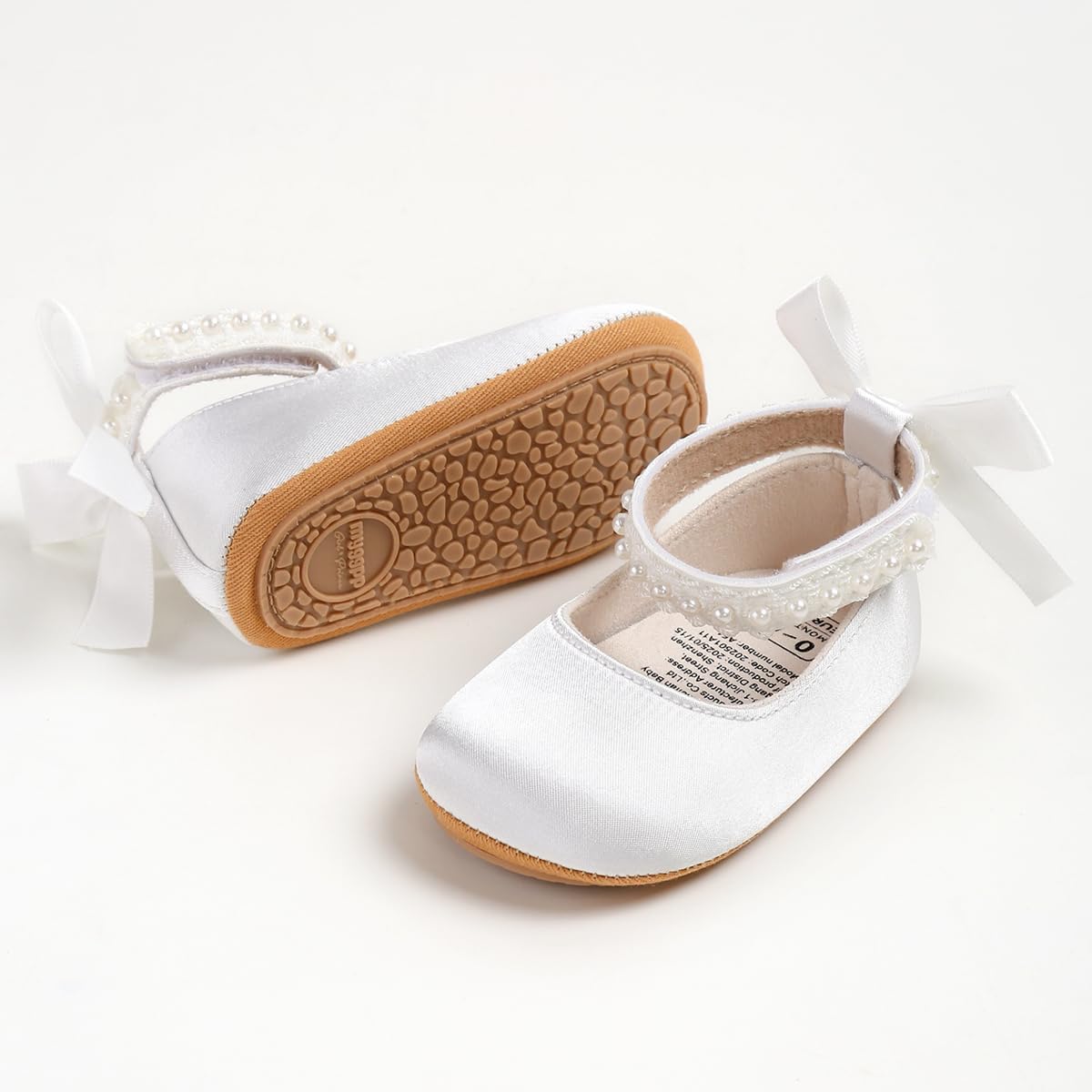 HsdsBebe Baby Girls Mary Jane Flats - Infant Newborn Walking Sneakers Soft Rubber Sole Princess Wedding Shoes