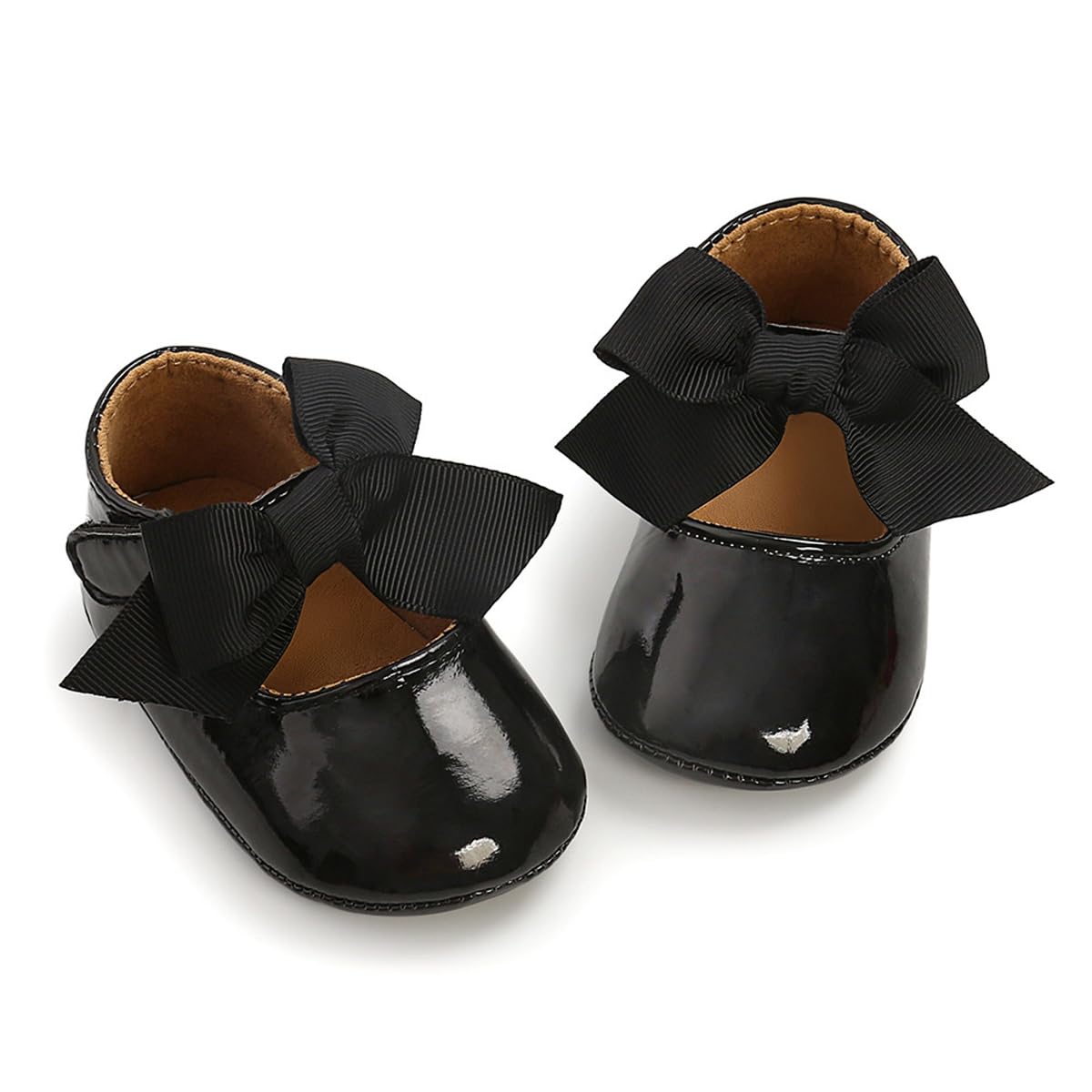Baby Mary Jane Flats for Girls with Bowknot Cotton Anti Skid Sole Infant First Walker Princess Dress Crib Wedding Shoes