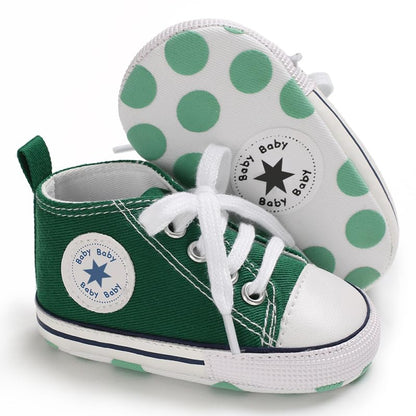 Unisex Baby Girls Boys Canvas High-top Shoes, Newborn Infant Anti-Slip Soft Sole Frist Walking Breathable Sneakers
