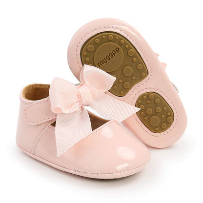 Baby Girls Mary Jane Flats with Bowknot Floral Princess Wedding Dress Shoes Soft Newborn Infant Crib First Walkers Prewalker