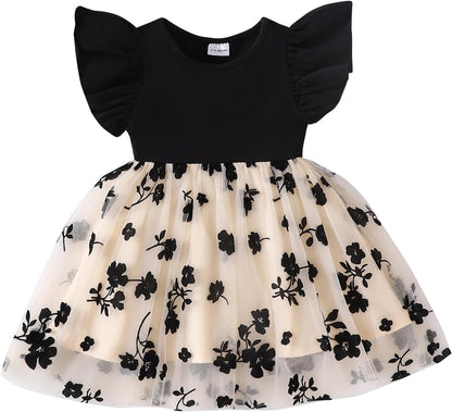 Baby Girl Butterfly Tutu Ruffle Sleeveless Dress 0-24 Months
