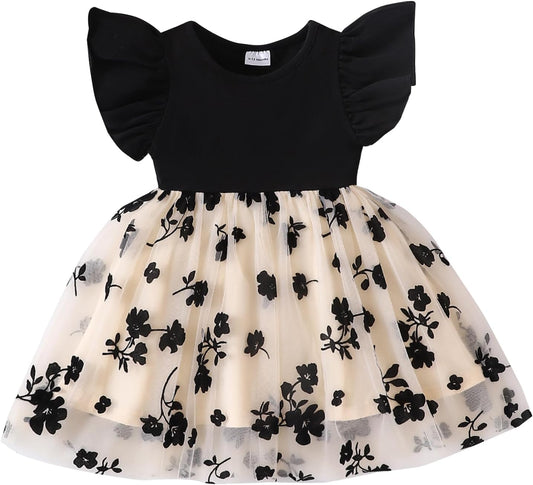 Baby Girl Butterfly Tutu Ruffle Sleeveless Dress 0-24 Months