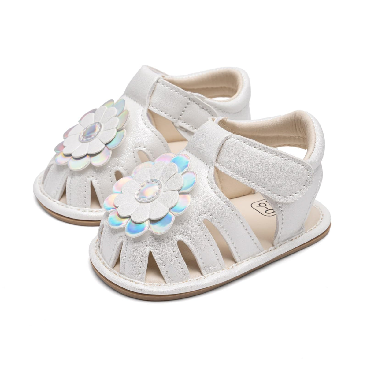Baby Girl Sandals Flower Bowknot Soft Sole Anti Slip Rubber Wedding Dress Flats Toddler First Walking Shoes