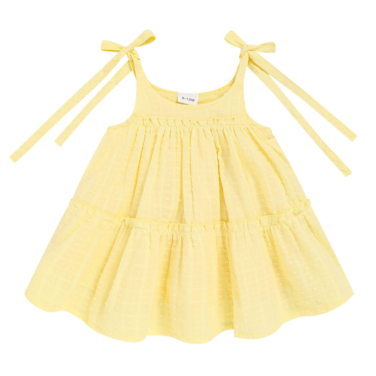 Toddler Baby Girl Summer Dress - Sleeveless Dot Tiered Sundress with Adjustable Tie-Shoulders for Beach, Party, Photos