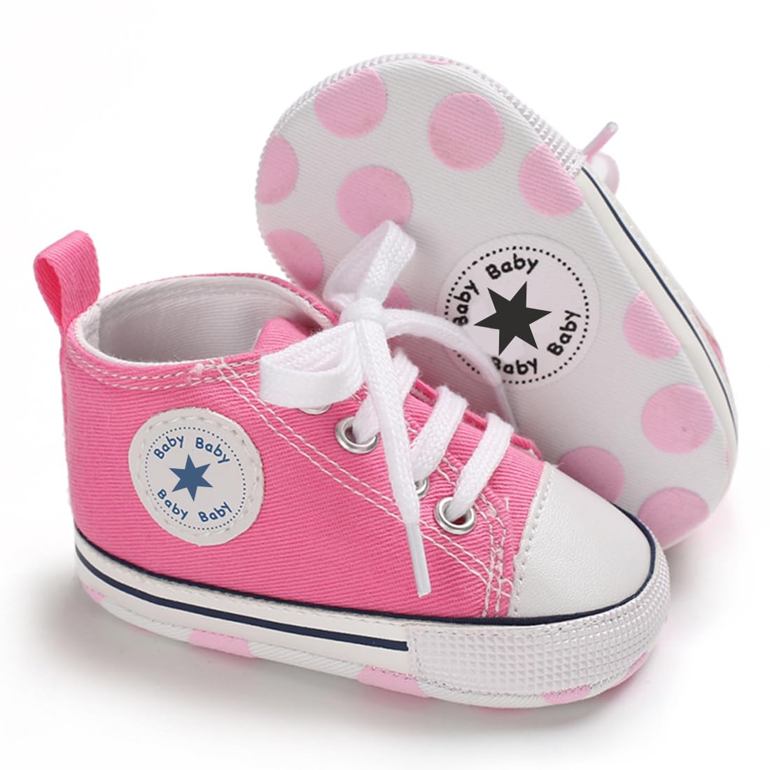 Unisex Baby Girls Boys Canvas High-top Shoes, Newborn Infant Anti-Slip Soft Sole Frist Walking Breathable Sneakers