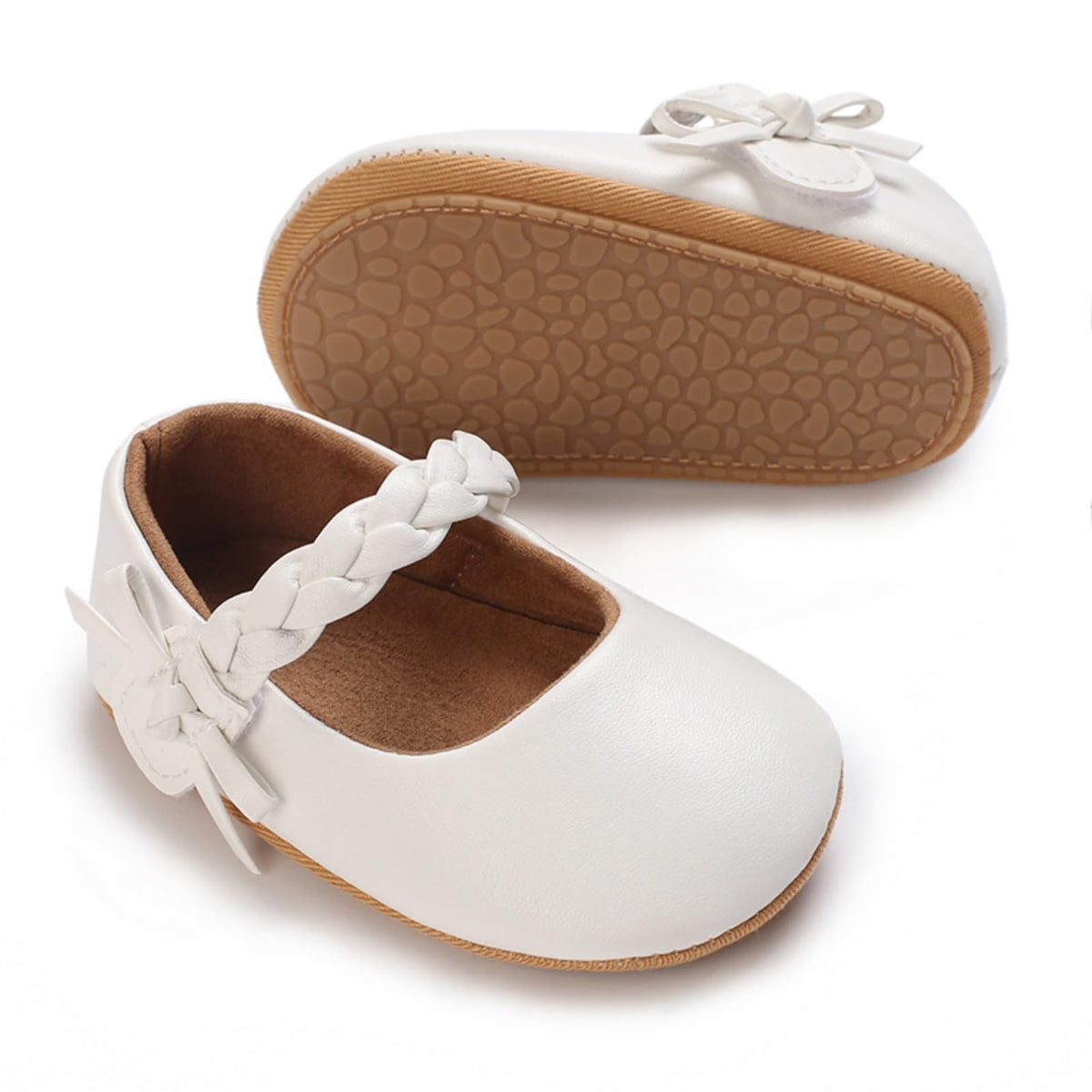 Baby Girls Mary Jane Flats Shoes with Non-Slip Soft Sole Toddler First Walkers Newborn Princess Dress Shoes