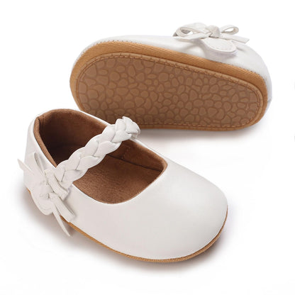 Baby Girls Mary Jane Flats Shoes with Non-Slip Soft Sole Toddler First Walkers Newborn Princess Dress Shoes