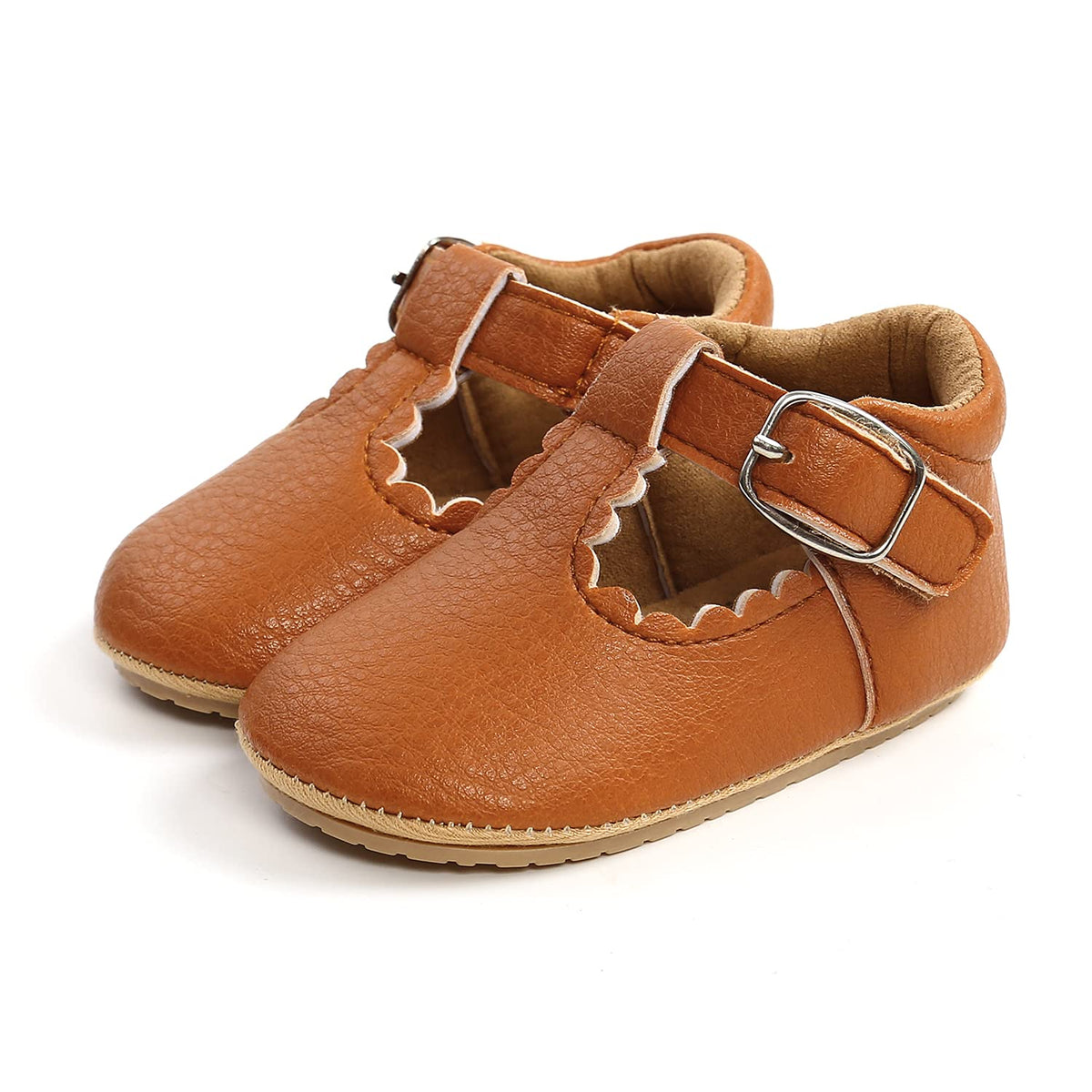Baby Girls Mary Jane Flats Shoes with Non-Slip Soft Sole Toddler First Walkers Newborn Princess Dress Shoes