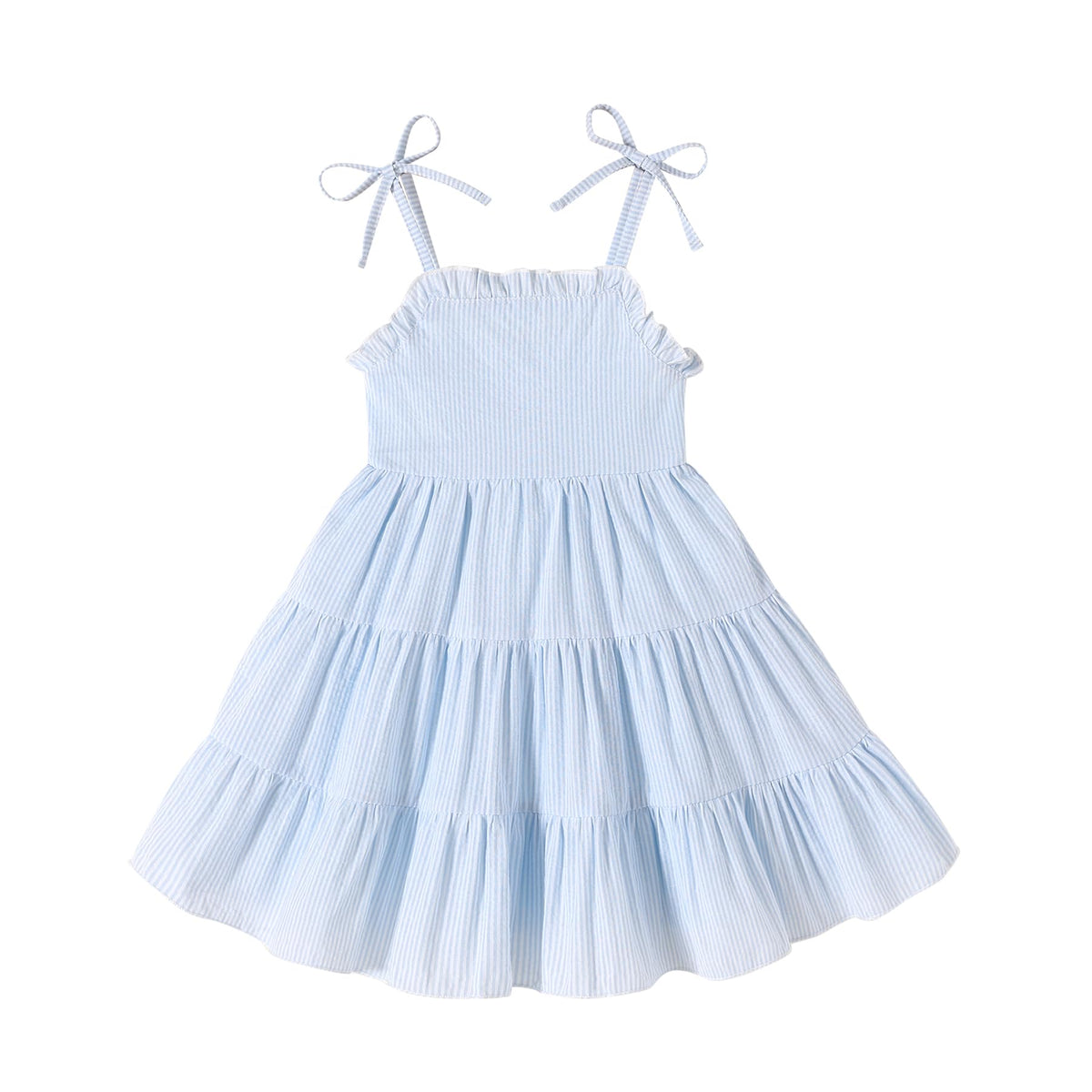 JEELLIGULAR Toddler Girl Summer Dress Tie Strap Sleeveless Sundress White/Floral/Denim Beach Dresses for Baby Girls 12M-6Y