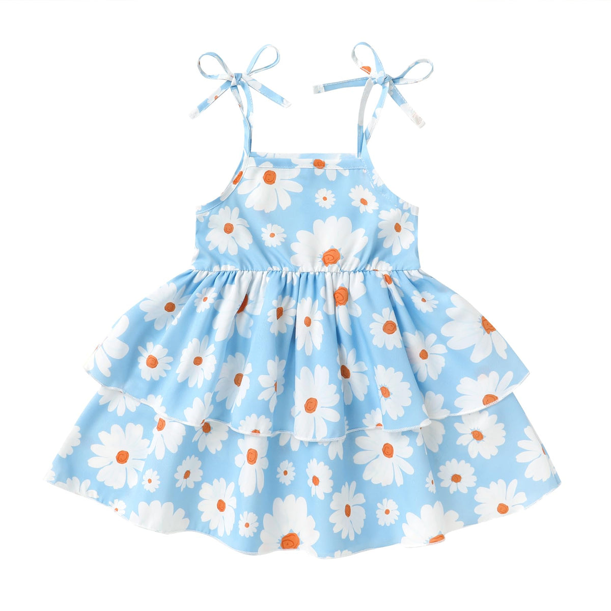 Happy Town Infant Baby Girl Dress Sleeveless Tiered Floral Strap Dresses Toddler Summer Sundress Clothes