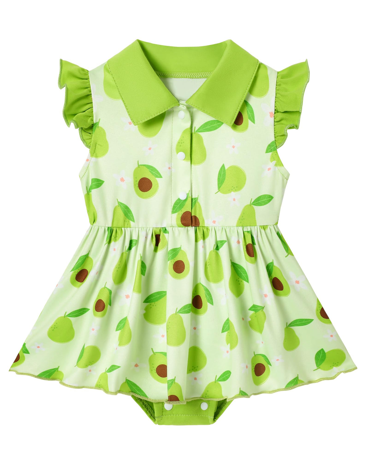 YALLET Baby Girl Flutter Sleeves Polo Dress Snap Bottom Romper Outfit 0-24M