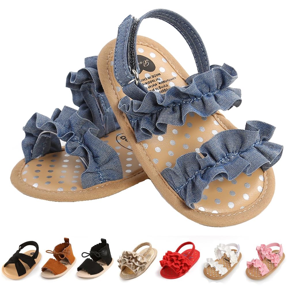 Infant Baby Girls Sandals Summer Baby Wedding Dress Flat Shoes Newborn Crib Shoes First Walkers Prewalkers Shoes