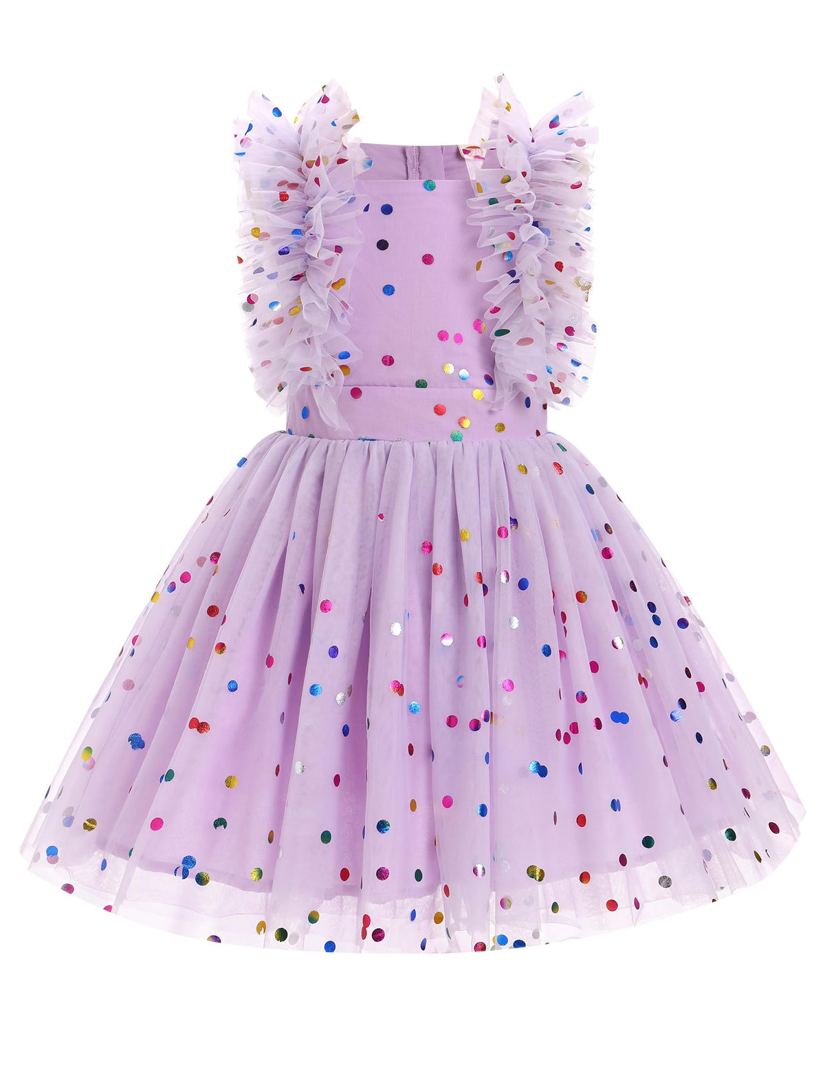 Girls Birthday Party Dress Ruffle Sleeve Sequin Dots Floral Tulle Princess Wedding Pageant Formal Bance Gown