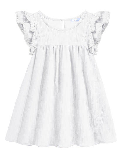 Arshiner Girls Summer Dress Toddler Ruffle Sleeve Dresses Kids Swing Casual Beach Boho Sundress with Pockets for 1-7t